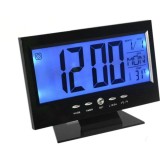 Ceas Digital Electronic cu Senzor Acustic, Alarmă și Termometru DS-8082, Afișaj LCD, Negru/Argintiu