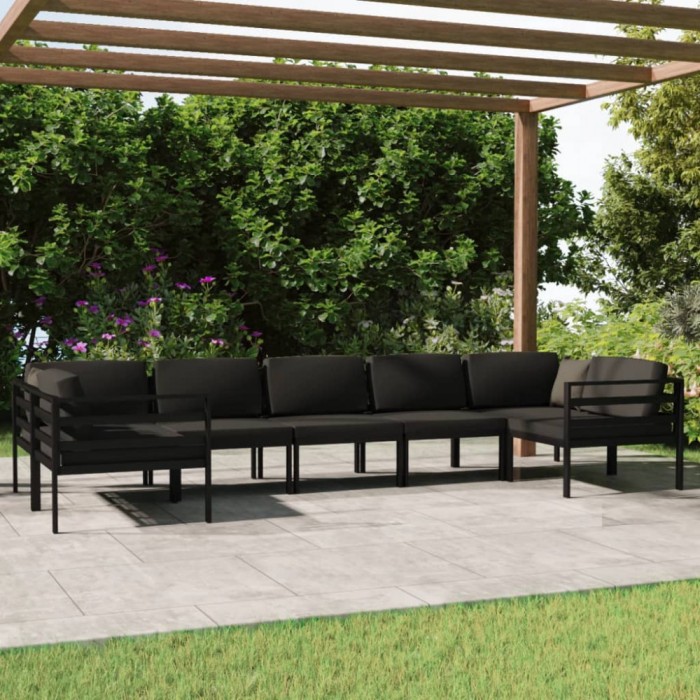 Gossi set mobilier de gradina cu perne, 7 piese, antracit, aluminiu