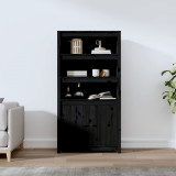 Dulap &icirc;nalt, negru, 80x35x154 cm, lemn masiv de pin GartenMobel Dekor, vidaXL