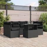 Set canapele gradina Gossi cu perne ratan poliratan negru, canapea gradina Gossi pentru 2 persoane cu depozitare si perne ratan poliratan negru