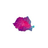 Harta decorativa pentru perete Romania abstract tech, PVC rezistent la apa, 50x70 cm