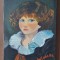 Tablou Vintage &ndash; Portret de copil &icirc;n stil Greuze &ndash; Pictură &icirc;n ulei pe p&acirc;nză &ndash; semnat Antonella