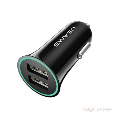 Incarcatoare Auto USAMS, 2.1A, Dual Ports, Trumpet Car Charger, US-CC013, Black foto