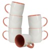 Set 6 cani, 320 ml, Portelan, Alb/Coral