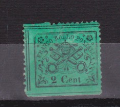 TSV @ - 1868 MICHEL 19 - STATUL PAPAL, 2 cent, MH/*