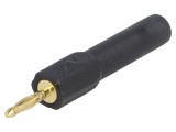 Conector Banană Negru 2mm 10A 30VAC Aurit 45mm Poliamidă