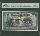 Bolivia Banca Centrala 50 bolivianos 1911 P116 AUNC