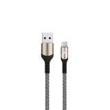 Cablu date si incarcare rapida FastCharge, PRESTIGE CHARGE&reg;, pentru Apple Iphone si Ipad, 2.4 A, compatibil CarPlay, TEXTIL PREMIUM, USB la Lightning,