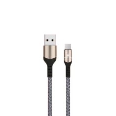 Cablu date si incarcare rapida FastCharge, PRESTIGE CHARGE&reg;, pentru Apple Iphone si Ipad, 2.4 A, compatibil CarPlay, TEXTIL PREMIUM, USB la Lightning,