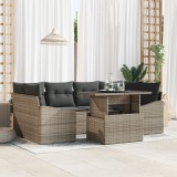 Gossi set de canapele cu 7 piese cu perne gri din ratan polimer