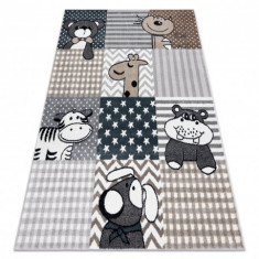 Covor FUN Pets pentru copii, animale, gri, 140x190 cm