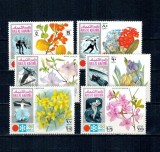 Ras al Khaima 1972 - Jocurile Olimpice de vara, sport, flori, serie dantelata neuzata