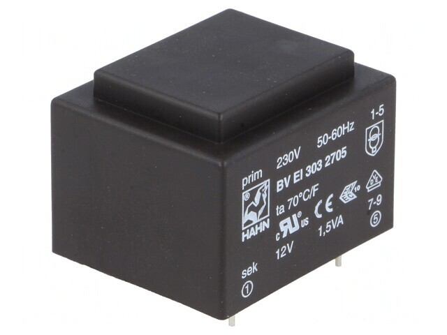 Transformator &icirc;ncapsulat 1,5VA 230V 12V PCB