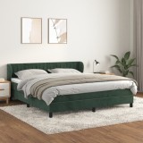 Pat box spring cu saltea, verde &icirc;nchis, 180x200 cm, catifea GartenMobel Dekor, vidaXL