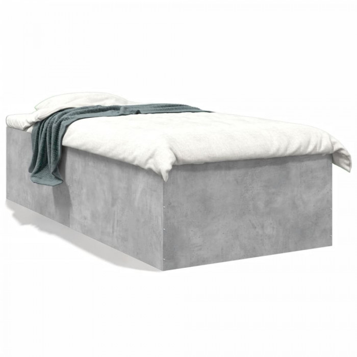 vidaXL Cadru de pat, gri beton, 100x200 cm, lemn prelucrat