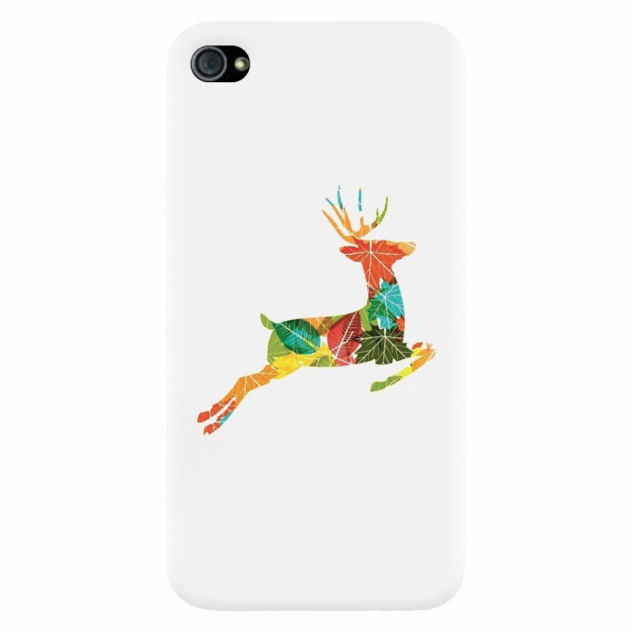 Husa silicon pentru Apple Iphone 4 / 4S, Colorful Reindeer Jump Illustration