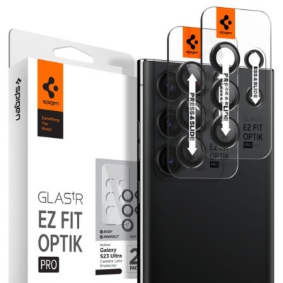 Folie Camera pentru Samsung Galaxy S23 Ultra (set 2) - Spigen Optik.tR EZ FIT - Black foto