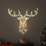 Sanie cu Reni vidaXL, 60cm, 140 LED Alb Cald, PET, Decoratiune Craciun, Interior/Exterior