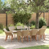 Set de dining pentru grădină 9 piese bej din rattan polimeric