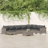 VidaXL Set mobilier de grădină cu perne, 9 piese, gri, poliratan