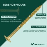 Set 50 Suruburi dulgherie pentru lemn, cap plat inecat M8 x 300 mm