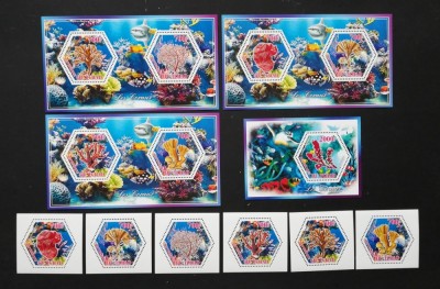 R.DU TCHAD-VIATA MARINA-CORALI-SET 6 V.+4 S/Sh.NEOBLITERATE-DANTELATE-MNH** - EP 042 foto