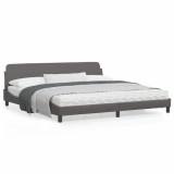 VidaXL Cadru de pat cu tăblie, gri, 200x200 cm, piele ecologică