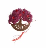 Magnet de frigider pomul vietii cu licheni si flori naturale uscate (Fcsia Bronz)