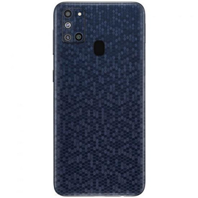 Set Folii Skin Acoperire 360 Compatibile cu Samsung Galaxy A21s (Set 2) - ApcGsm Wraps HoneyComb Blue foto
