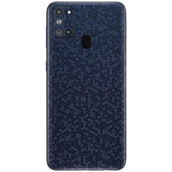 Set Folii Skin Acoperire 360 Compatibile cu Samsung Galaxy A21s (Set 2) - ApcGsm Wraps HoneyComb Blue
