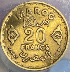 20 FRANCS 1952 MAROC(MOHAMMED V)/ MONEDA DIN POZE.. foto