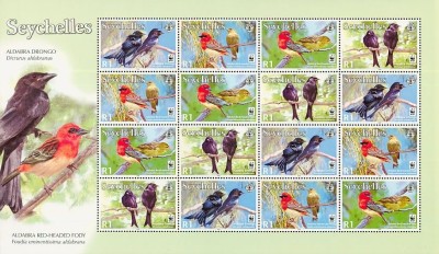 WWF SEYSCHELL 2008-Aldabra Red-Pasari-coala de 4 serii de cate 4 timbre MNH foto