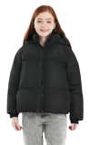 Jachetă de iarnă puf pentru fete, căptușită cu fleece, grea, impermeabilă &ndash; Neagră 128