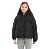 Jachetă de iarnă puf pentru fete, căptușită cu fleece, grea, impermeabilă &ndash; Neagră 128
