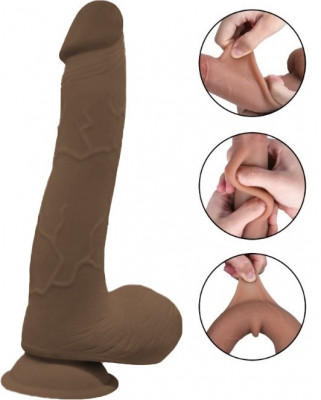 Dildo Will Sliding&amp;amp;Bendable, TPE Strat Dublu, Maro, 23 cm, Guillty Toys foto