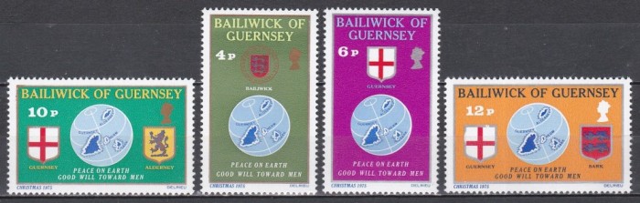 Guernsey 1975 - Crăciun - &bdquo;Pace pe păm&acirc;nt și bunăvoință față de oameni&rdquo;, MNH