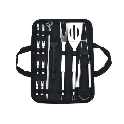 Set 16 Ustensile pentru Gratar, Cyrax, din Otel Inoxidabil, Geanta Oxford, Argintiu foto