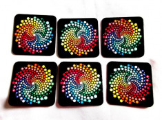 Suport pahare model spirala multicolora, set suport pahare 40142 foto