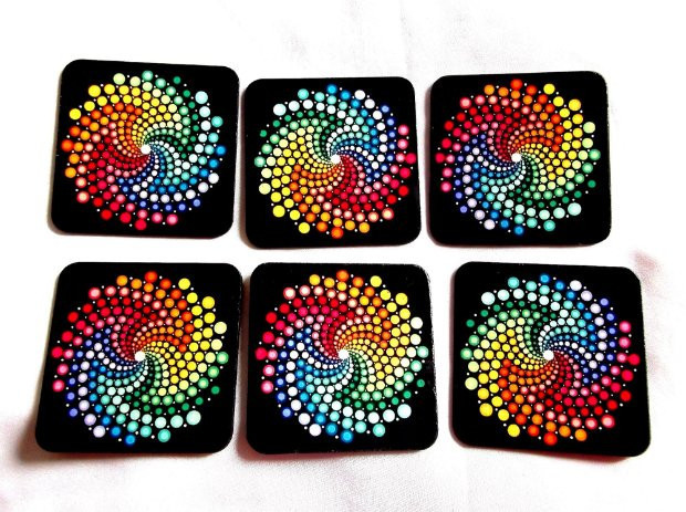 Suporturi pahare model spirala multicolora, set suport pahare 40142
