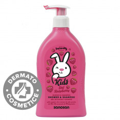 Gel de dus si sampon pentru copii cu aroma de zmeura, 400ml, Sanosan