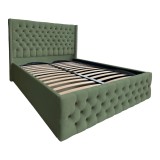 Pat Matrimonial Allegria tapitat cu somiera rabatabila diverse dimensiuni, culoare verde maslin - 160x200