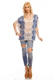 R654-441 Bluza casual cu model brodat si maneci scurte, M/L