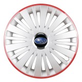 Cumpara ieftin Set 4 Capace Roti, potrivite jantelor de R16, pentru Subaru, model falcon argintiu cu rama rosie, Autohelix MSA