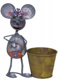 Decorațiune MagicHome Mecco, șoarece cu ghiveci, tablă, 24x13x30 cm