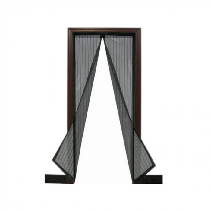 Plasa pentru usa impotriva tantarilor, mustelor si altor insecte, cu magnet, neagra, 210x100 cm