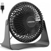 Ventilator de birou cu cap rotativ Honyin, diametru 12.7 cm, USB, 3 viteze, ABS, negru