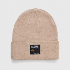 Alpha Industries caciula culoarea bej, din tricot gros