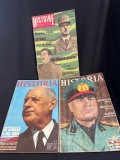 Lot 3 Reviste Istorice Vintage &icirc;n Limba Franceză - Historia &amp; Histoire pour tous (1970&ndash;1972) / De Gaulle, Mussolini, Stalin