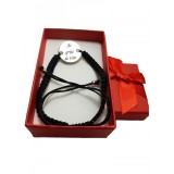 Bratara neagra impletita cu banut gravat ai grija de tine