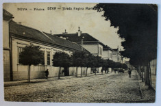 DEVA - STRADA REGINA MARIA , CARTE POSTALA ILUSTRATA , MONOCROMA , CIRCULATA , 1924 foto